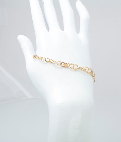 Dainty Double link Heart Bracelet 14k Yellow Gold Size 6.5"