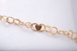 Dainty Double link Heart Bracelet 14k Yellow Gold Size 6.5"