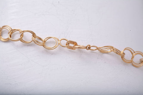 Dainty Double link Heart Bracelet 14k Yellow Gold Size 6.5"