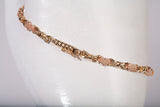 Ladies 14k Two Tone Gold Hearts & Bows Link Bracelet