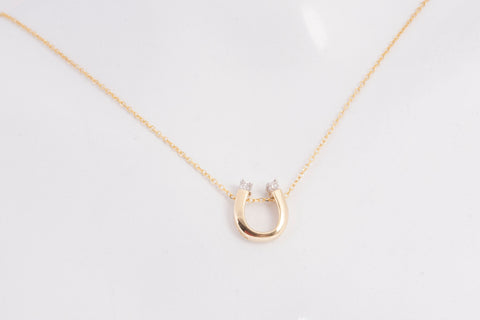 Ladies 14k Yellow Gold Horseshoe Diamond Necklace
