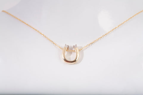 Ladies 14k Yellow Gold Horseshoe Diamond Necklace