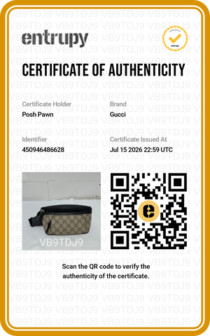 Authentic GUCCI GG Supreme Monogram Leather Black Trim Belt Bag XS/S