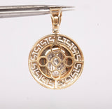 Men's 10k Two-Tone Diamond Christ Pendant with Greek Pattern