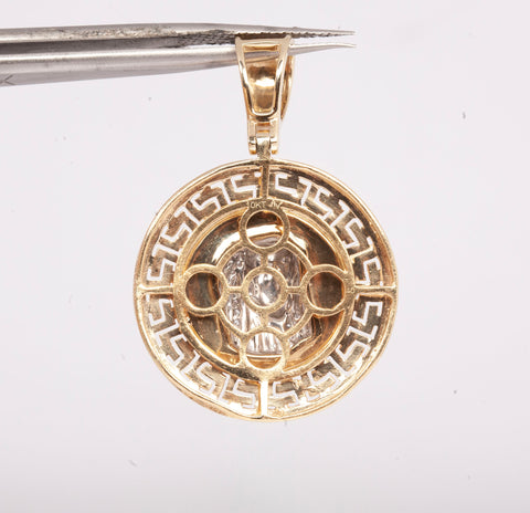 Men's 10k Two-Tone Diamond Christ Pendant with Greek Pattern