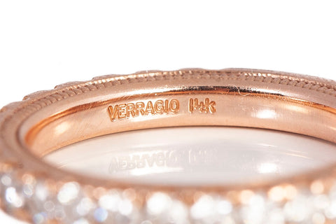 Ladies Verragio 14k Rose Gold Princess Cut LAB GROWN Diamond Engagement Set 1.90CTW