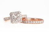 Ladies Verragio 14k Rose Gold Princess Cut LAB GROWN Diamond Engagement Set 1.90CTW