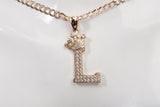 Ladies 10k Yellow Gold Crown Initial Letter L Pendant