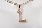 Ladies 10k Yellow Gold Crown Initial Letter L Pendant