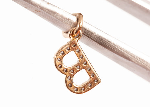 Dainty 14k Yellow Gold .20TCW Letter "B" Pendant