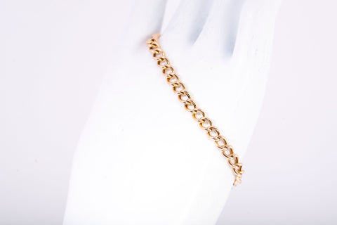 Ladies 14k Yellow Gold Curb Link Bracelet SZ 6.5