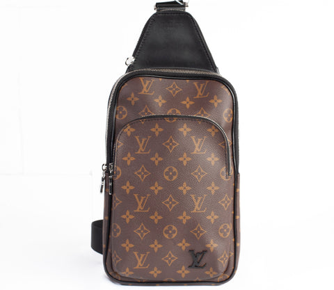 Authentic Louis Vuitton Monogram Macassar Avenue Sling Bag