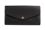 Authentic Louis Vuitton Black Monogram Empreinte Leather Sarah Wallet