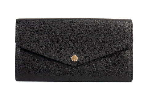 Authentic Louis Vuitton Black Monogram Empreinte Leather Sarah Wallet
