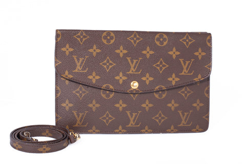 Authentic Louis Vuitton Monogram Double Rabat Pochette