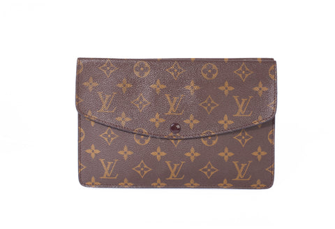 Authentic Louis Vuitton Monogram Double Rabat Pochette