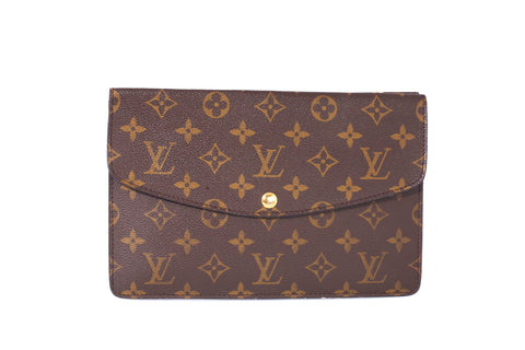 Authentic Louis Vuitton Monogram Double Rabat Pochette