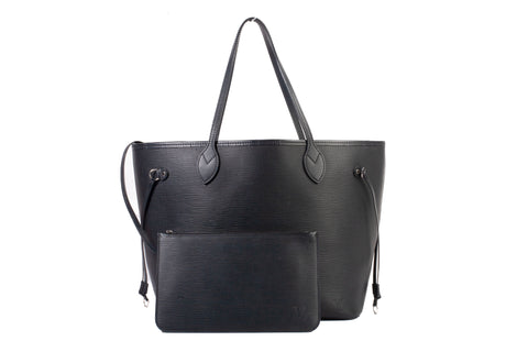 Authentic Louis Vuitton Black Neverfull MM Epi Leather Tote Bag