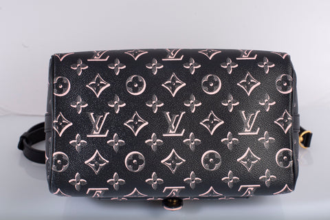 Authentic Louis Vuitton Black & Pink Monogram Fall for You Speedy Bandouliere 25 Shoulder Bag