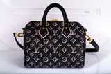 Authentic Louis Vuitton Black & Pink Monogram Fall for You Speedy Bandouliere 25 Shoulder Bag