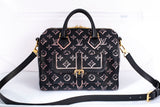 Authentic Louis Vuitton Black & Pink Monogram Fall for You Speedy Bandouliere 25 Shoulder Bag