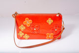 Authentic Louis Vuitton Orange Vernis Monogram Lexington Fleurs Pochette