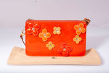 Authentic Louis Vuitton Orange Vernis Monogram Lexington Fleurs Pochette