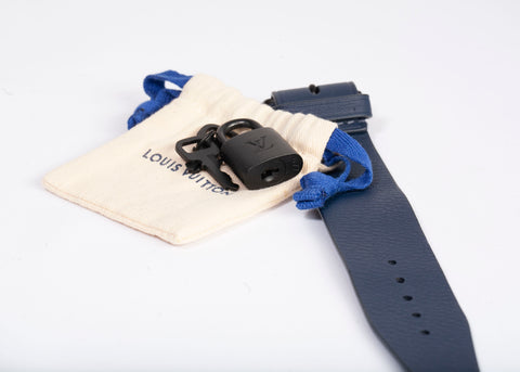 Authentic Navy Blue Louis Vuitton Keepall Bandouliere 50 Monogram Shadow