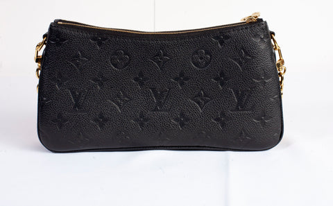 Authentic Louis Vuitton Black Monogram Empreinte Leather Liv Pochette