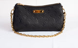 Authentic Louis Vuitton Black Monogram Empreinte Leather Liv Pochette