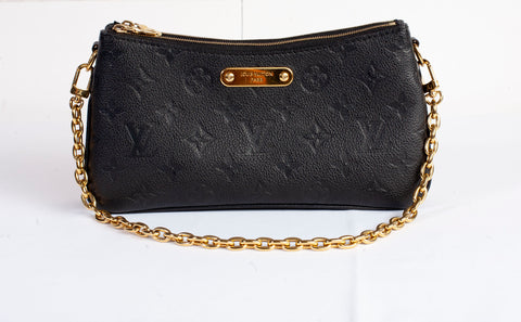Authentic Louis Vuitton Black Monogram Empreinte Leather Liv Pochette