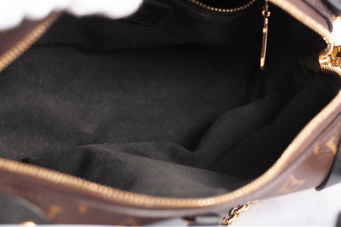 Authentic Louis Vuitton Black/Brown Monogram Petite Malle Souple Shoulder Bag