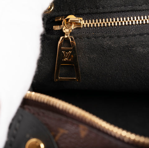 Authentic Louis Vuitton Black/Brown Monogram Petite Malle Souple Shoulder Bag