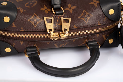 Authentic Louis Vuitton Black/Brown Monogram Petite Malle Souple Shoulder Bag