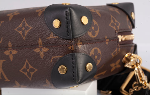 Authentic Louis Vuitton Black/Brown Monogram Petite Malle Souple Shoulder Bag