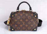 Authentic Louis Vuitton Black/Brown Monogram Petite Malle Souple Shoulder Bag