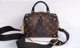 Authentic Louis Vuitton Black/Brown Monogram Petite Malle Souple Shoulder Bag