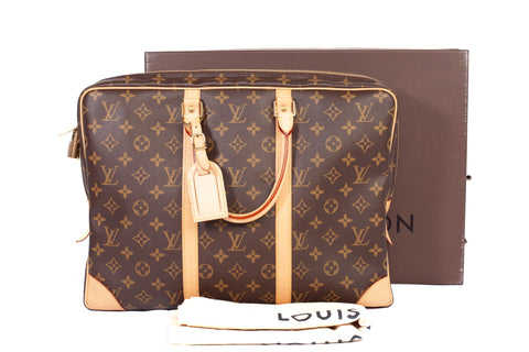 Authentic LOUIS VUITTON Monogram Canvas Porte Documents Voyage Briefcase