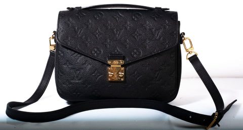 Authentic Louis Vuitton Pochette Métis Black Monogram Empreinte Leather