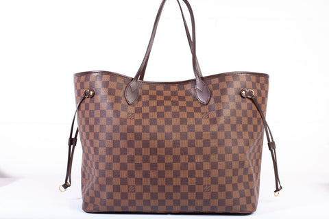 Authentic Louis Vuitton Damier Ebene Coated Canvas Neverfull GM Tote