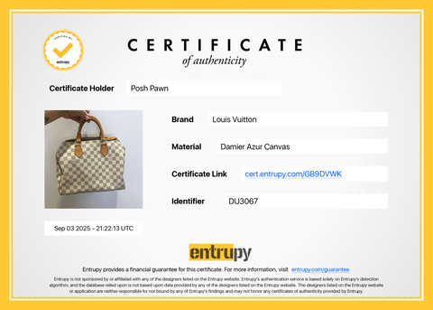 Authentic Louis Vuitton Damier Azur Canvas Speedy 30 Handbag
