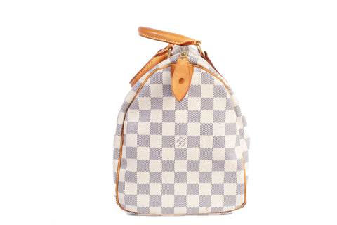 Authentic Louis Vuitton Damier Azur Canvas Speedy 30 Handbag