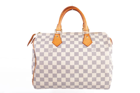 Authentic Louis Vuitton Damier Azur Canvas Speedy 30 Handbag