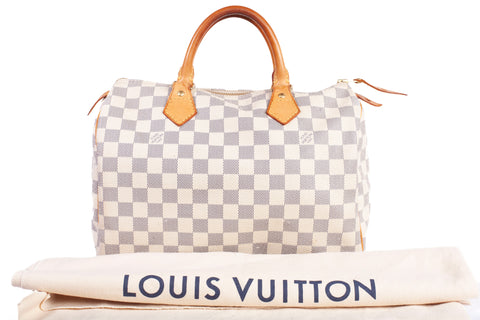 Authentic Louis Vuitton Damier Azur Canvas Speedy 30 Handbag
