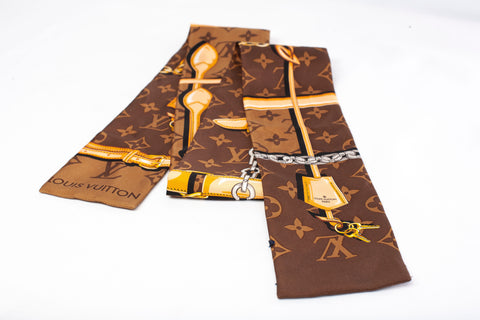 Authentic Louis Vuitton Brown Monogram Confidential Bandeau Silk