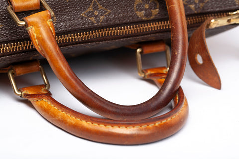 Louis Vuitton Monogram LV SPEEDY 25 Handbag Browns Canvas Bag - GOOD