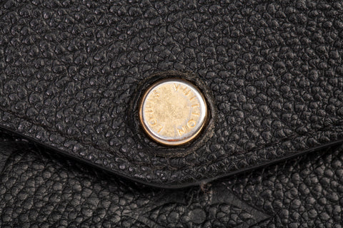 Authentic Louis Vuitton Black Monogram Empreinte Leather Sarah Wallet