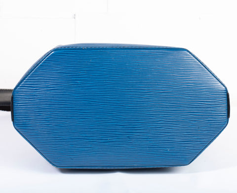 Authentic Louis Vuitton Black and Blue Epi Sac d'Epaule Bag