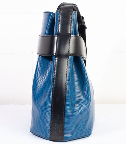 Authentic Louis Vuitton Black and Blue Epi Sac d'Epaule Bag