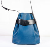 Authentic Louis Vuitton Black and Blue Epi Sac d'Epaule Bag